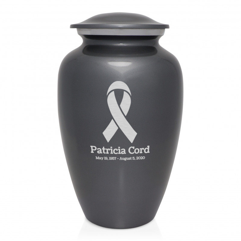 Cancer Ribbon Cremation Urn - Gunmetal Gray