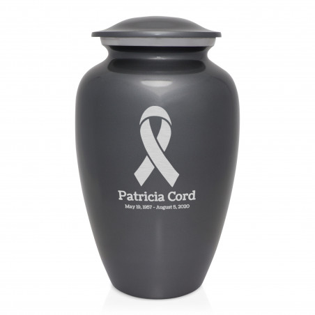 Cancer Ribbon Cremation Urn - Gunmetal Gray