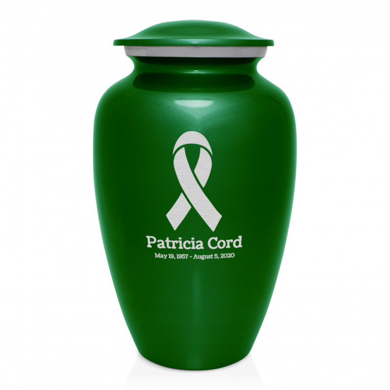 Cancer Ribbon Cremation Urn - Shamrock Green
