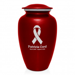 Cancer Ribbon Cremation Urn - Ruby Red