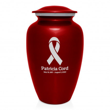 Cancer Ribbon Cremation Urn - Ruby Red