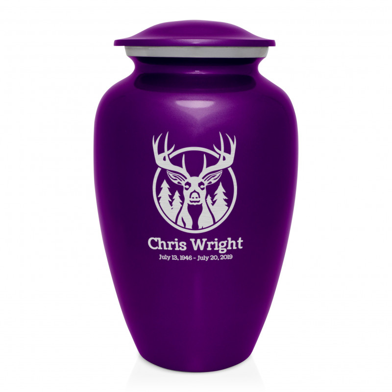 Deer Cremation Urn - Purple Luster