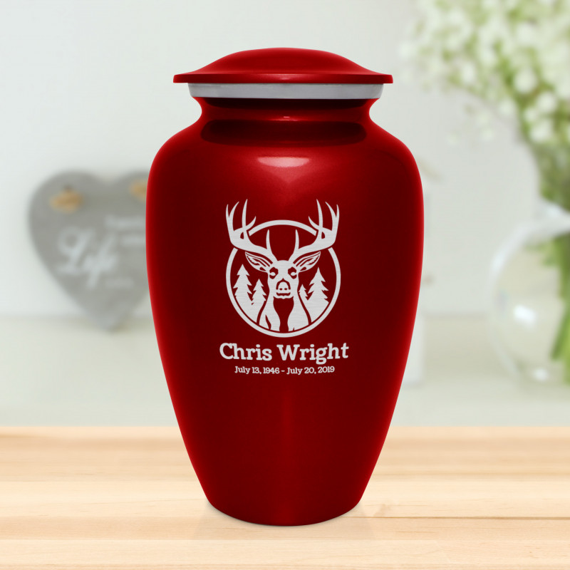 Deer Cremation Urn - Ruby Red