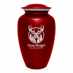 Deer Cremation Urn - Ruby Red