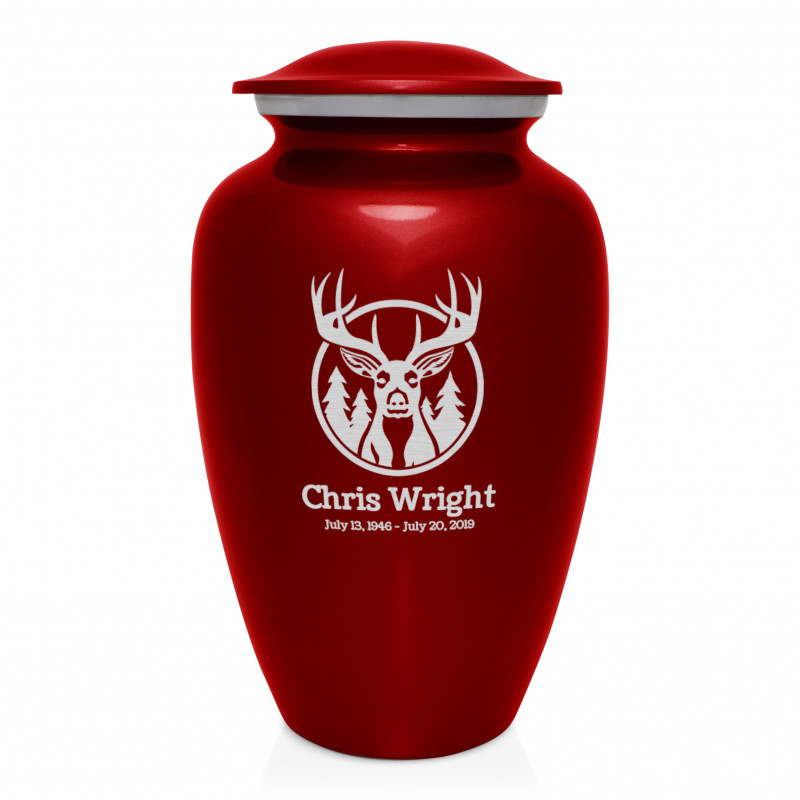Deer Cremation Urn - Ruby Red