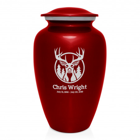 Deer Cremation Urn - Ruby Red