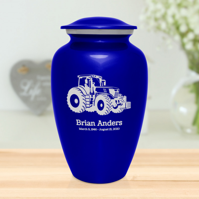 Modern Tractor Cremation Urn - Midnight Blue