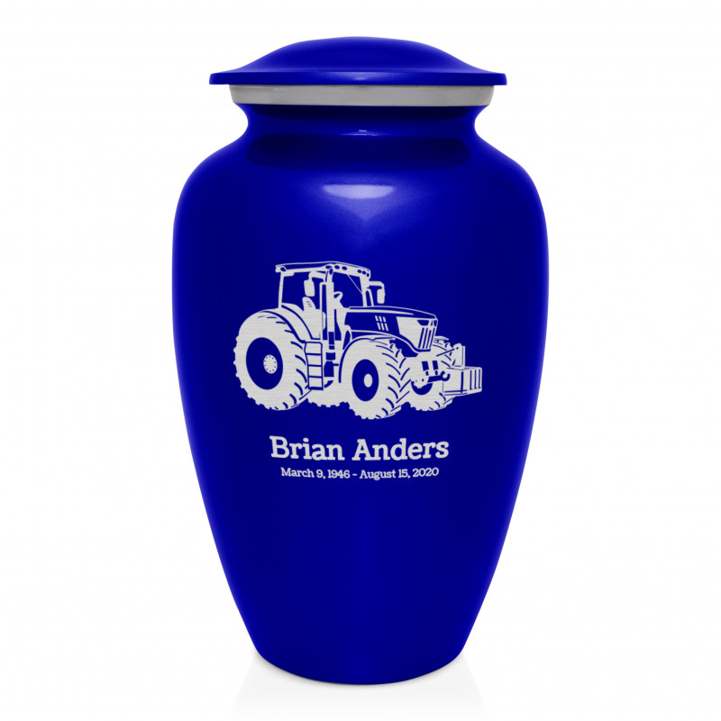 Modern Tractor Cremation Urn - Midnight Blue