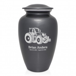 Modern Tractor Cremation Urn - Gunmetal Gray