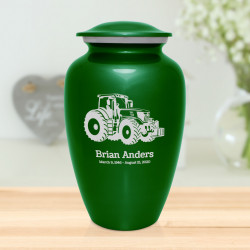 Modern Tractor Cremation Urn - Shamrock Green