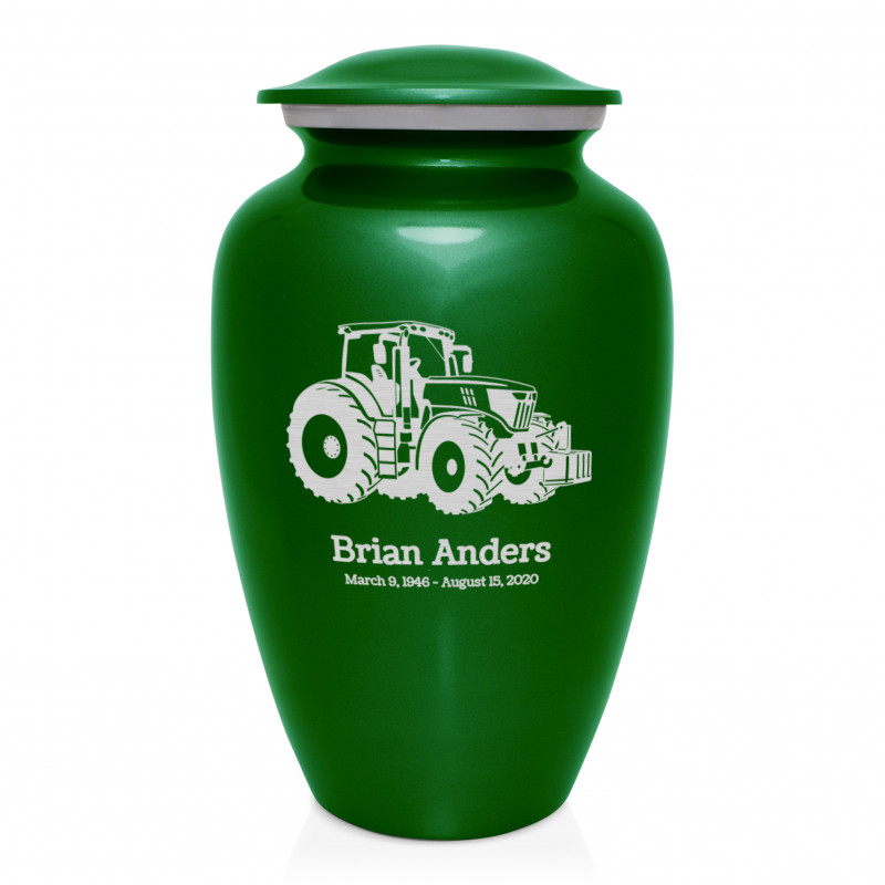 Modern Tractor Cremation Urn - Shamrock Green
