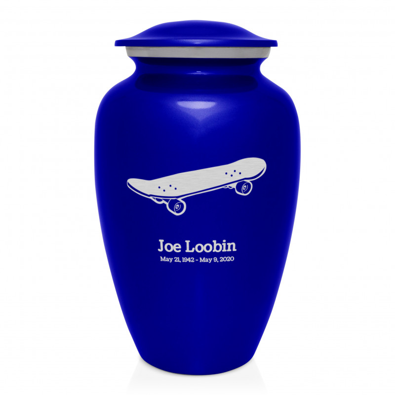 Skateboard Cremation Urn - Midnight Blue