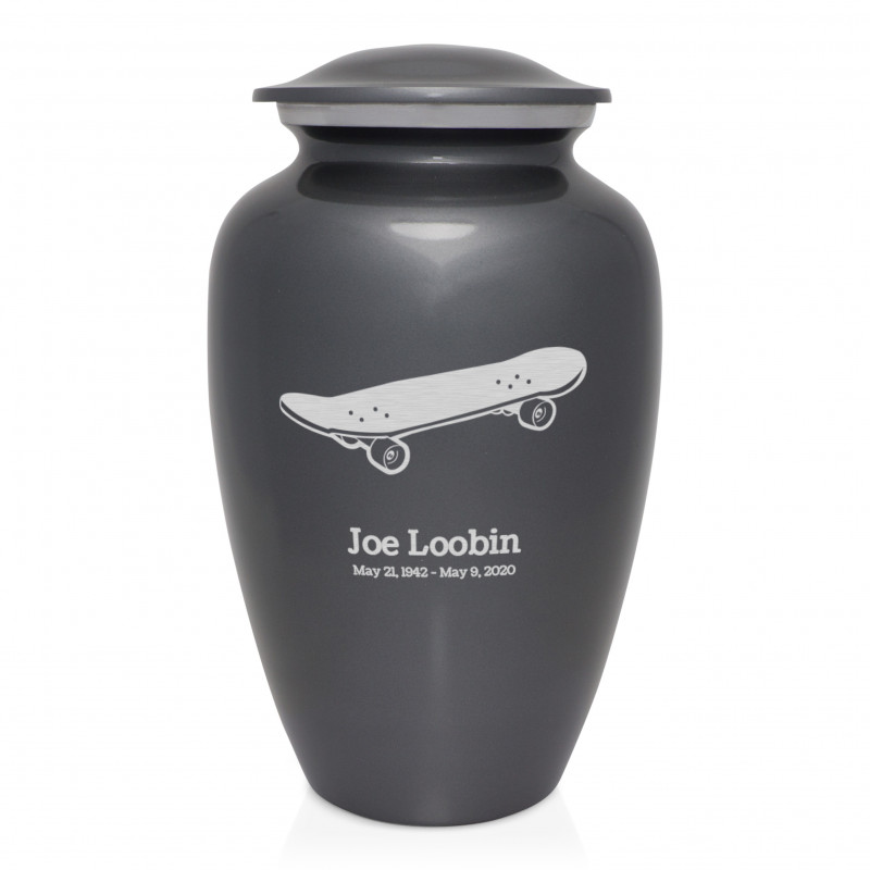 Skateboard Cremation Urn - Gunmetal Gray