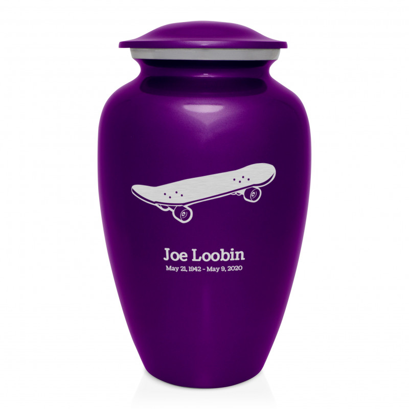 Skateboard Cremation Urn - Purple Luster