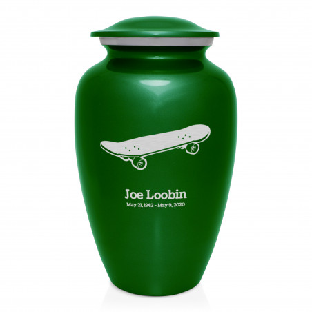 Skateboard Cremation Urn - Shamrock Green