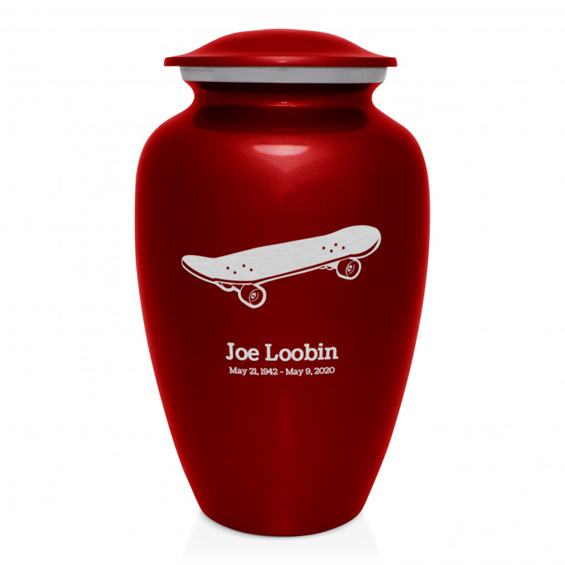 Skateboard Cremation Urn - Ruby Red