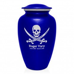 Pirate Skull Cremation Urn - Midnight Blue