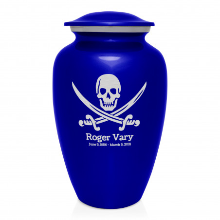 Pirate Skull Cremation Urn - Midnight Blue