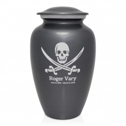 Pirate Skull Cremation Urn - Gunmetal Gray