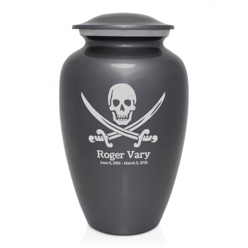 Pirate Skull Cremation Urn - Gunmetal Gray