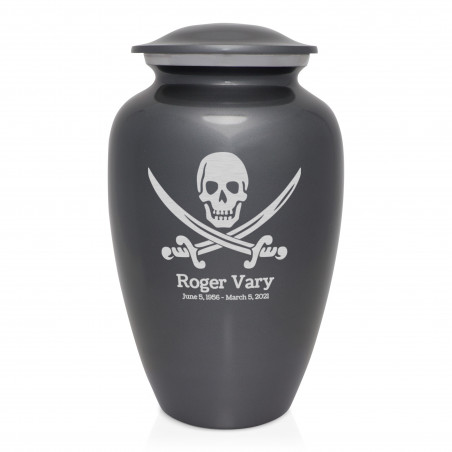 Pirate Skull Cremation Urn - Gunmetal Gray
