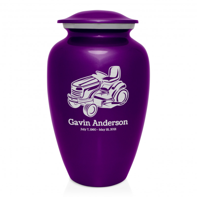 Riding Lawn Mower Cremation Urn - Purple Luster