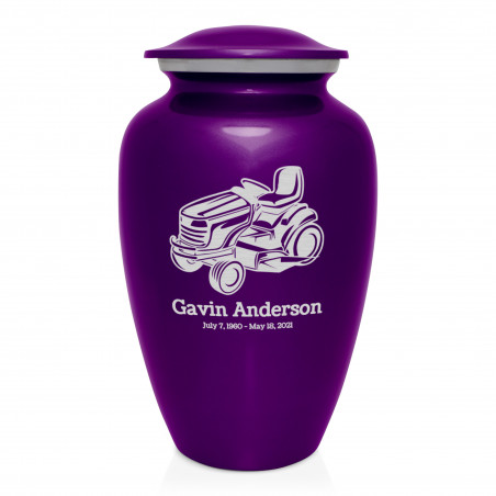 Riding Lawn Mower Cremation Urn - Purple Luster