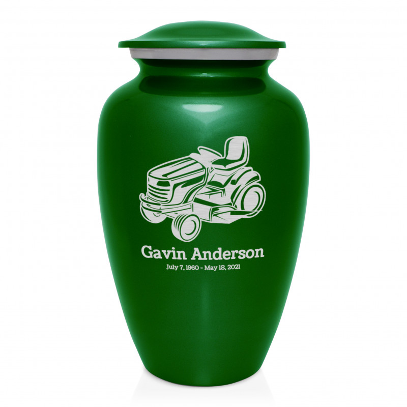Riding Lawn Mower Cremation Urn - Shamrock Green