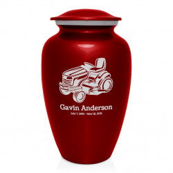Riding Lawn Mower Cremation Urn - Ruby Red