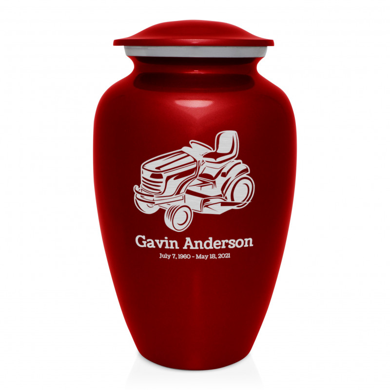 Riding Lawn Mower Cremation Urn - Ruby Red