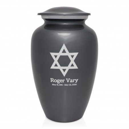 Star of David Cremation Urn - Gunmetal Gray