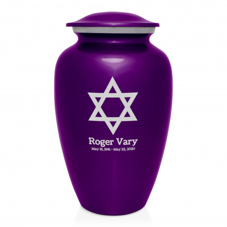 Star of David Cremation Urn - Purple Luster