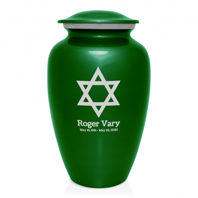 Star of David Cremation Urn - Shamrock Green