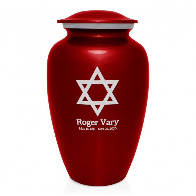 Star of David Cremation Urn - Ruby Red
