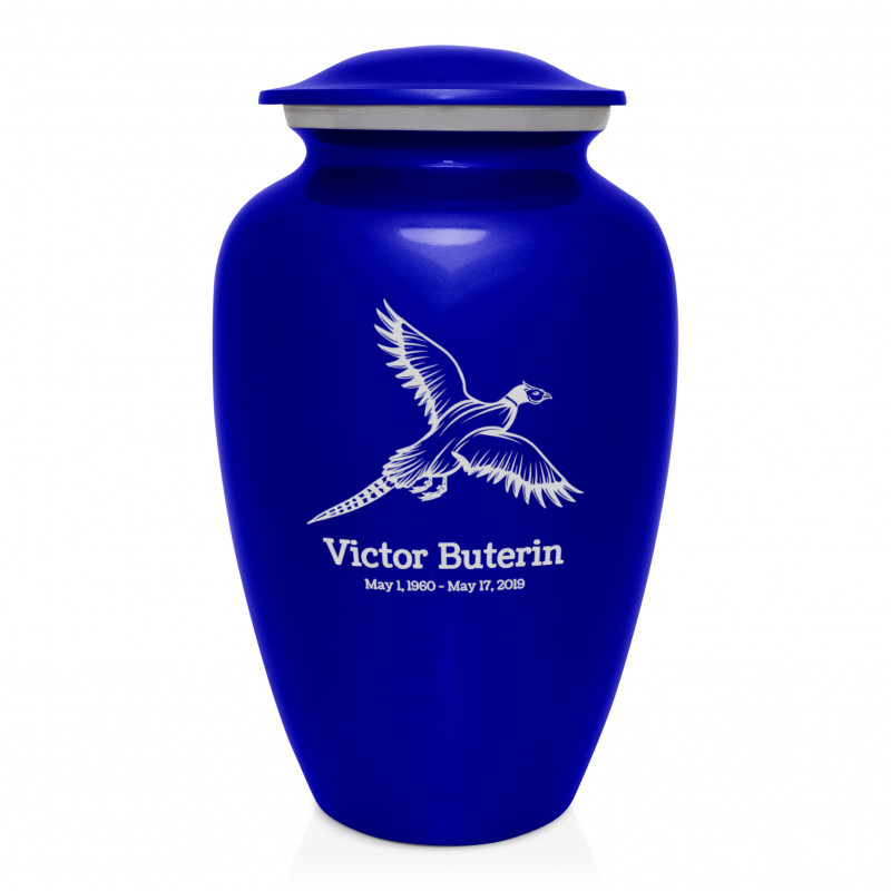 Pheasant Cremation Urn - Midnight Blue