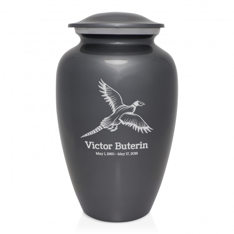 Pheasant Cremation Urn - Gunmetal Gray