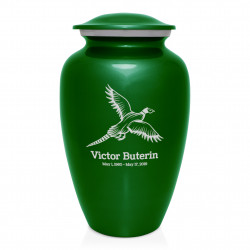 Pheasant Cremation Urn - Shamrock Green