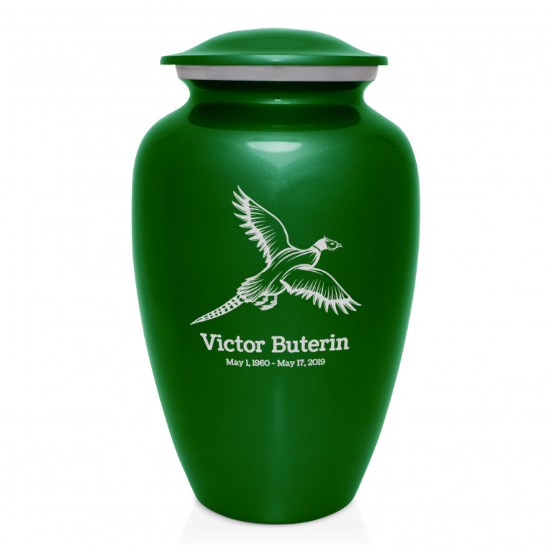 Pheasant Cremation Urn - Shamrock Green