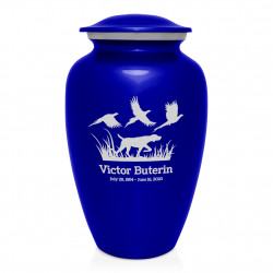Hunting Dog Cremation Urn - Midnight Blue