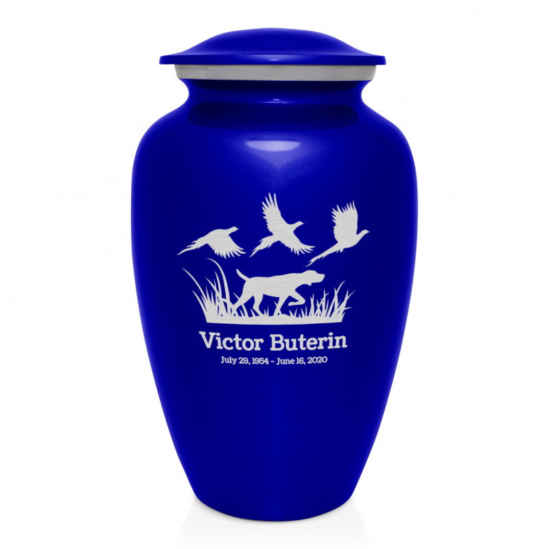 Hunting Dog Cremation Urn - Midnight Blue