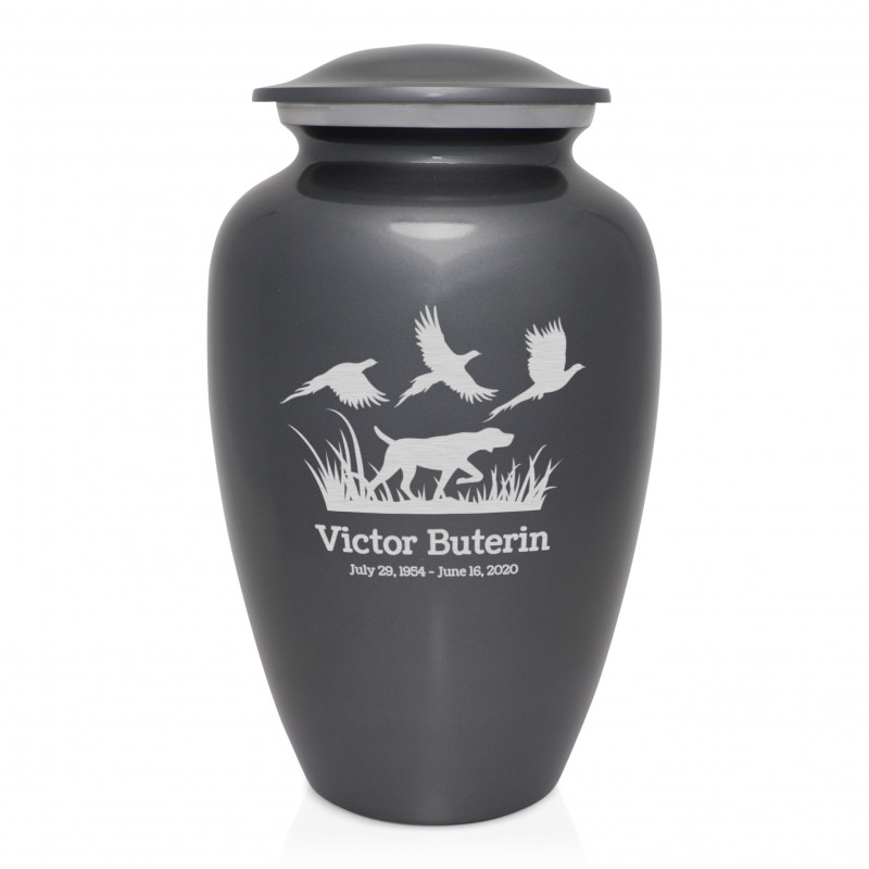 Hunting Dog Cremation Urn - Gunmetal Gray