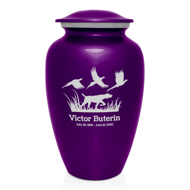 Hunting Dog Cremation Urn - Purple Luster