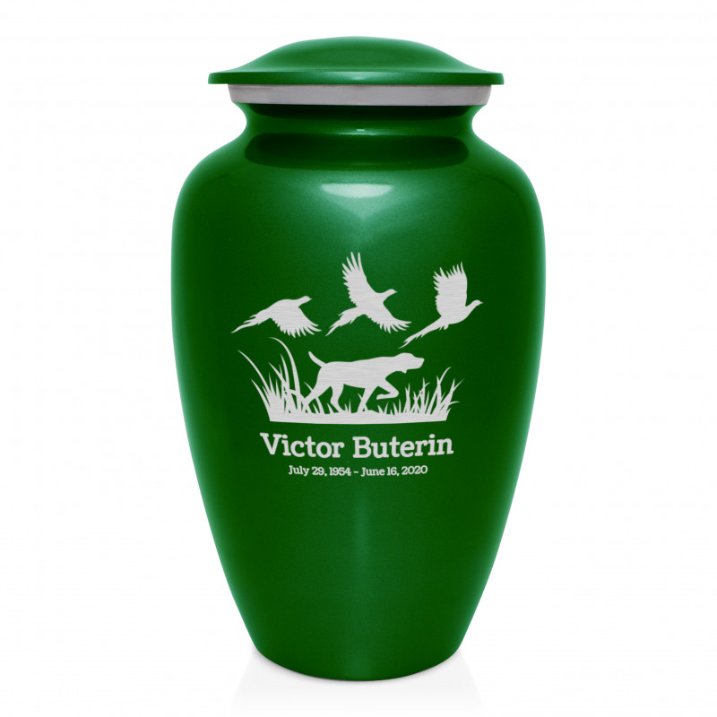 Hunting Dog Cremation Urn - Shamrock Green