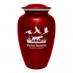 Hunting Dog Cremation Urn - Ruby Red