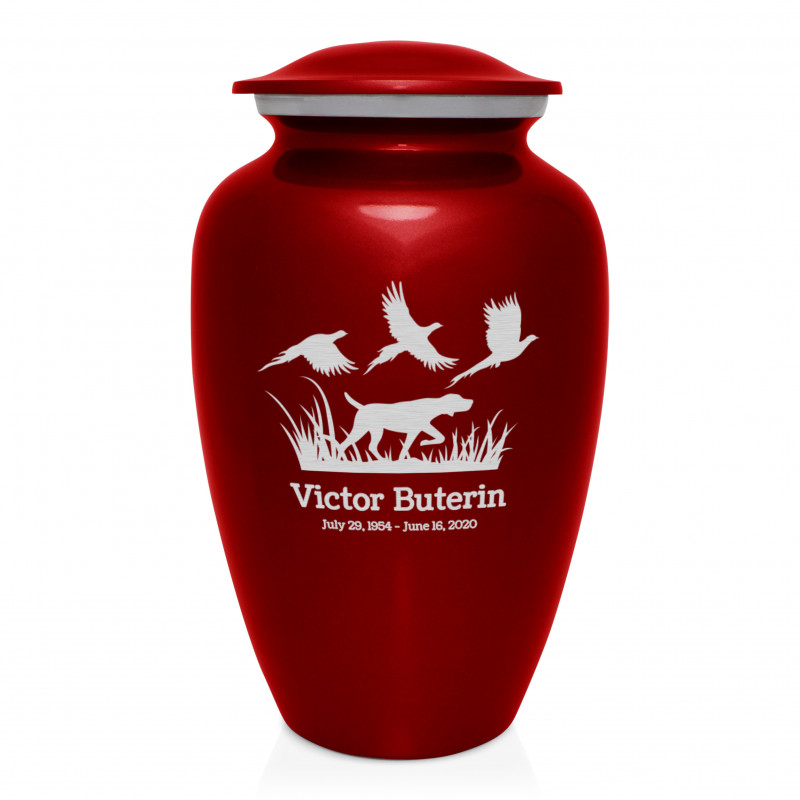 Hunting Dog Cremation Urn - Ruby Red