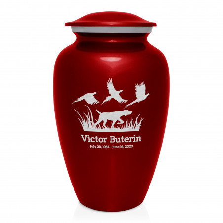 Hunting Dog Cremation Urn - Ruby Red