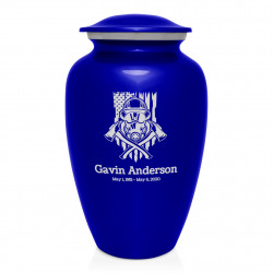 Patriotic Firefighter Cremation Urn - Midnight Blue