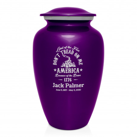 Don't Tread On Me Cremation Urn - Purple Luster