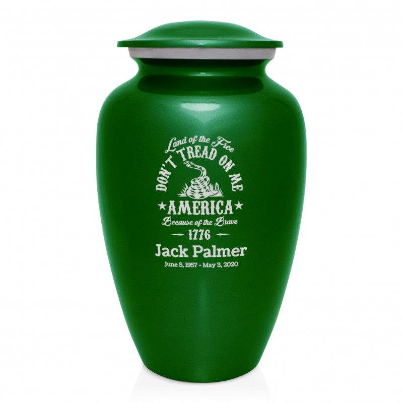 Don't Tread On Me Cremation Urn - Shamrock Green