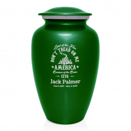 Don't Tread On Me Cremation Urn - Shamrock Green